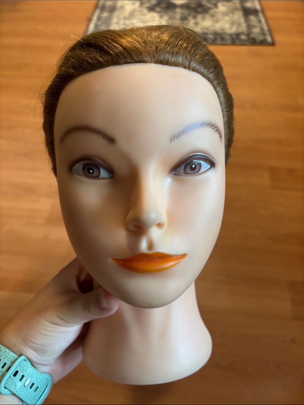 Doll head with hair